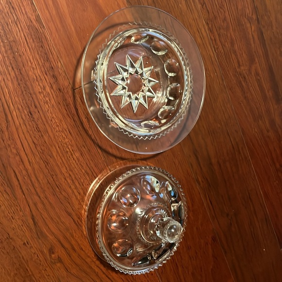 Vintage Coin Dot Cut Glass Clear Colour Lidded Dish - Picture 5 of 9